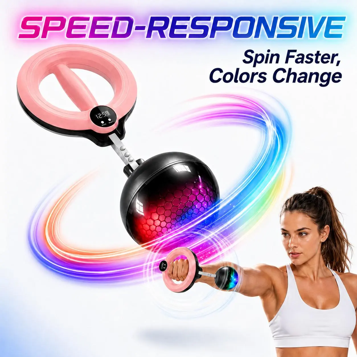 2026 Upgraded 360° Rotating Wrist & Forearm Trainer,Adjustable Weighted Ring Hoop with LED Display,Grip Strengthener Chest & Arm Trainer,Portable Upper Body Strength Workout Equipment for Arms, Shoulders, Chest & Waist,Home Gym Fitness Gear for Men Women