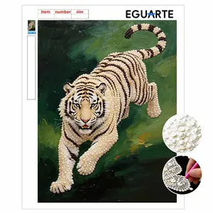 Tiger Theme Pearl Decoration Painting, DIY Art Pearl Wall Hanging, Mosaic Art, Cross Stitch Kit, Pearl Puzzle Gift, Memorial Gift for Friends