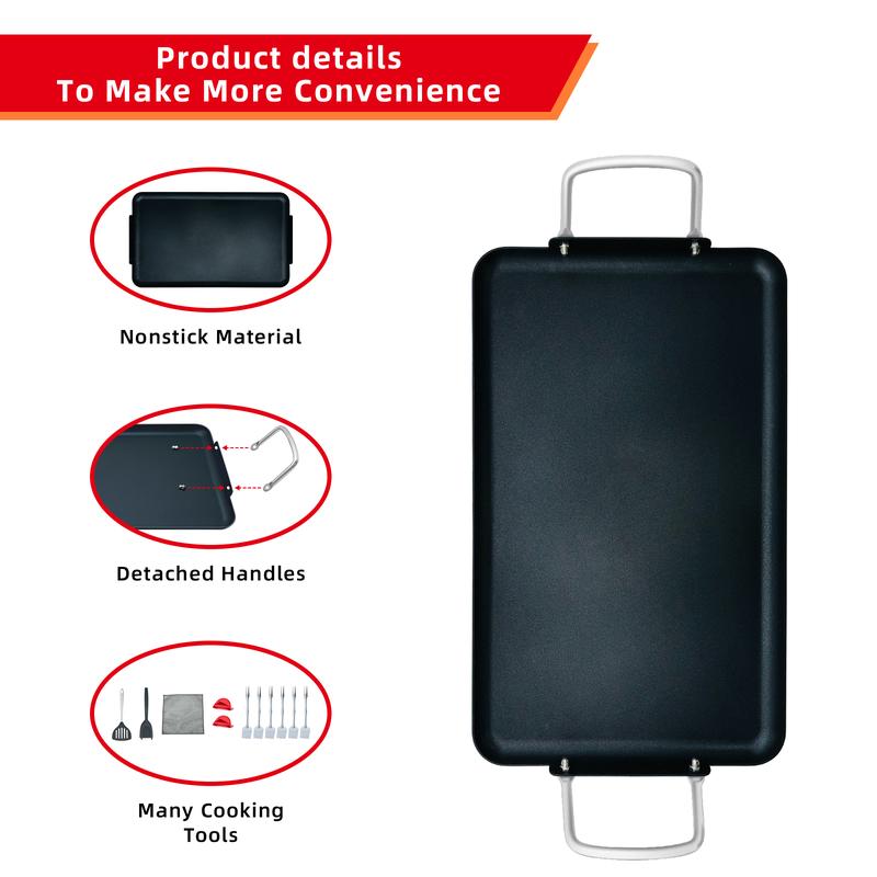 SmartCook Double-Burner Comal & Griddle Pan for Stove Top - Grill Pan with Utensils Set, Perfect para Torillas