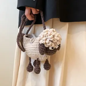 Shaun the Sheep Hand-Knitted Bag Single-Shoulder & Crossbody Style Perfect Christmas Gift for Girlfriend Unique Pattern Design