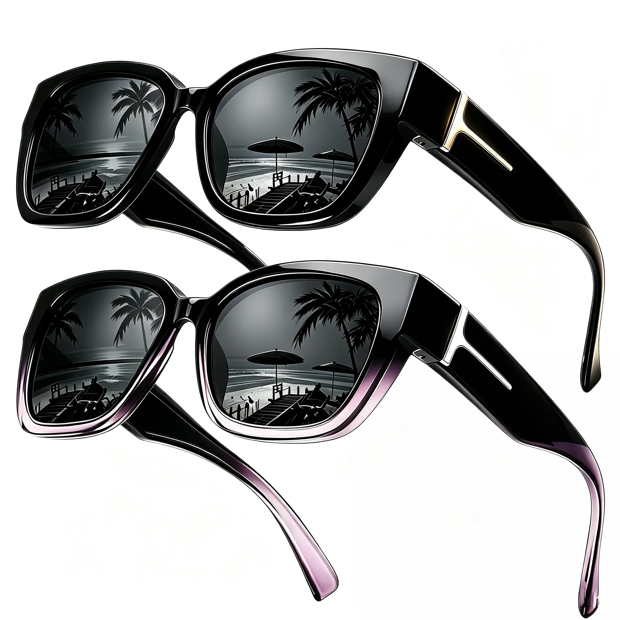 【FitOver Sunglasses】1/2Pcs Women's Fit Over Prescription Sunglasses - Oversized Square Full-Rim Plastic Frames Mirrored Polarized , UV400 Protection, Trendy Sunglasses, Unisex Fashion Accessory for Summer Wins, Accessories for Women The Choice of Gifts