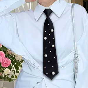 Elegant White Pearl Bow Tie Necklace for Women Fashionable Accessory for Parties and Everyday Wear Pre-tied Statement Piece