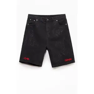 Civil Men's Cyber Core Regime Washed Black Baggy Jean Shorts