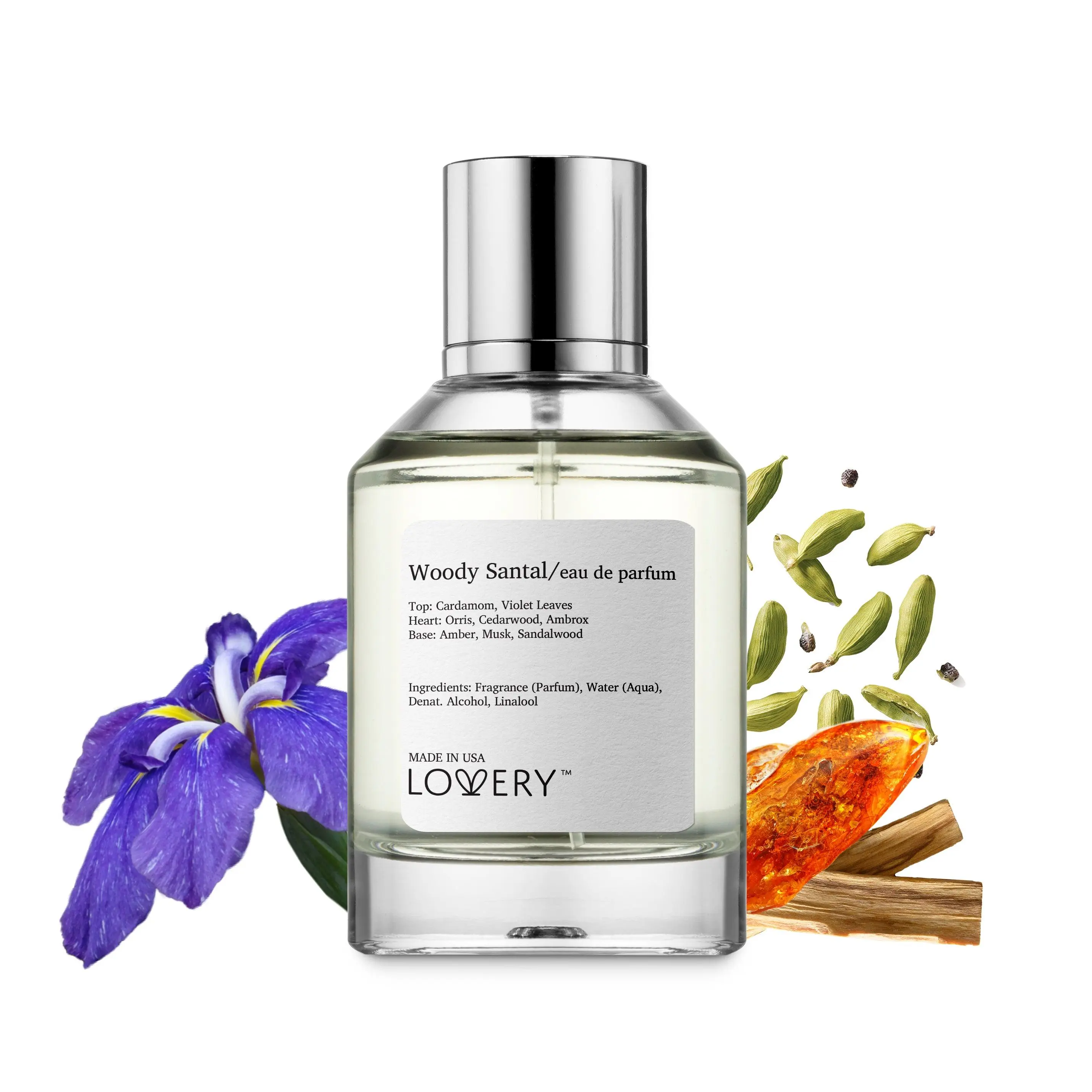LoveryGifts Woody Santal Perfume - 3.38fl oz Long Lasting Eau de Parfum - Made in France