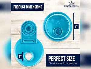 Pint & Half Jar with Teal Pouring Lid – Functional & Stylish Storage With Wide Mouth Azure Standard Mason Jar 24 Ounce 1-Pack