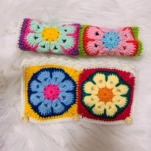 Car Steering Wheel Cover, Colorful Crochet Car Steering Wheel Cover & Seat Belt Cover, Universal Soft Car Steering Wheel Protector for Women