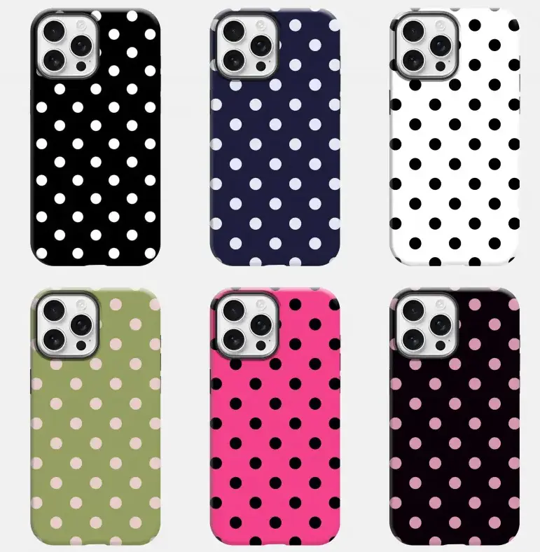 Vintage Polka Dot Phone Case For 17promax 16 15plus 14 13 12pro, Galaxy S25 S24 S23 S22, Cute Aesthetic Shockproof Cover,trendy Durable Protection Protective