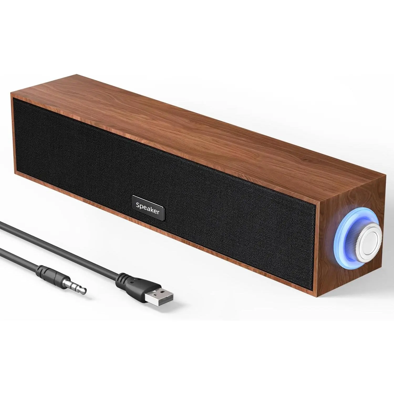 Computer Speakers,Wooden Multimedia Digital Speaker,USB  3.5mm AUX PC Speakers,Surround Sound Portable Computer Sound Bar Speaker for Desktop Laptop (Brown)