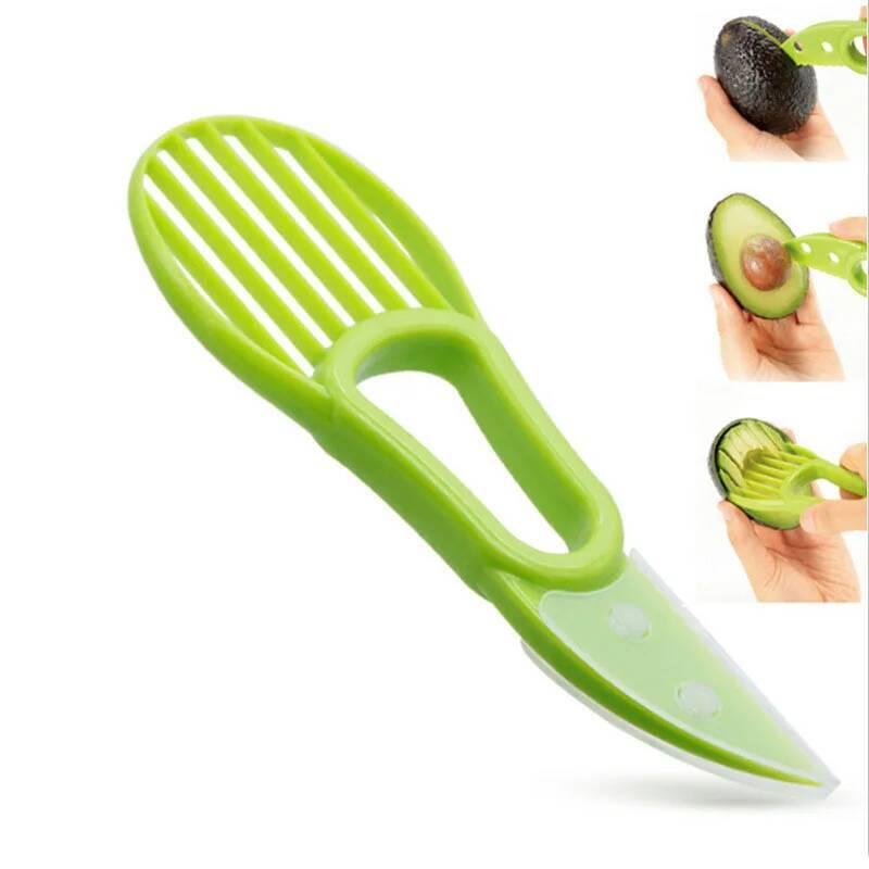 3 In 1 Avocado Slicer Shea Corer Butter Fruit Peeler Cutter Pulp Separator Plastic Knife Kitchen Vegetable Tools Kitchen Gadgets