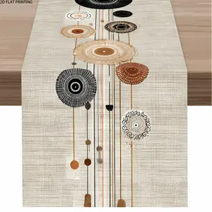2D flat printing, 1-piece set of polka dot line combination art printed table flags, suitable for all seasons in spring and summer, modern style, suitable for family gatherings, living room scenery, festival dining, and foyer decoration