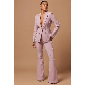 Bella Embellished Pant - Mauve