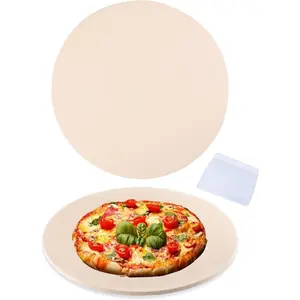 14 Inch Pizza Stone Cordierite Baking Stone for Oven & Grill, Heavy Duty BBQ Grilling Pizza Pan Large Oven Stone for baking, Ideal for Cooking Crispier Crust Pizza, Bread and