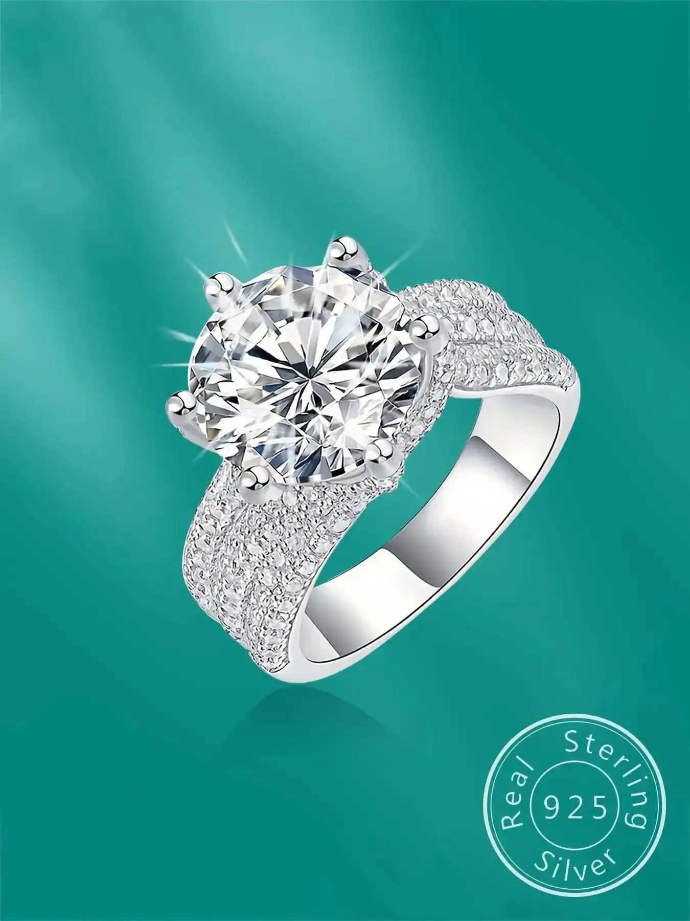 925 Silver Ring with 5 Carat Zircon, Elegant Casual Design, Perfect Gift for Engagement/wedding, Comes in Box, All Seasons Wear