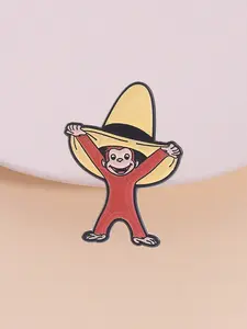 Curious George Enamel Pin Badge, Classic Cartoon Retro Design, Perfect Fashion Accessory for Fans & Vintage Collectors, 80s-00s Style