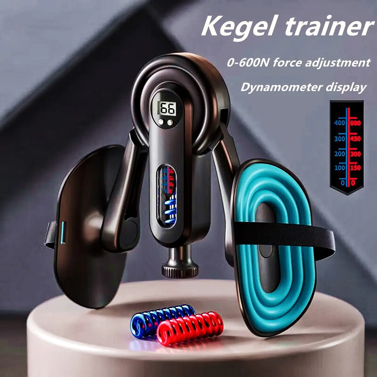 Kegel PC Muscle Exercise Tool, Pelvic Floor & Thigh Trainer with 600N Adjustable Resistance, Ergonomic Build, Thick Anti-Slip Foam for Grasp Force Training & Progress Tracking