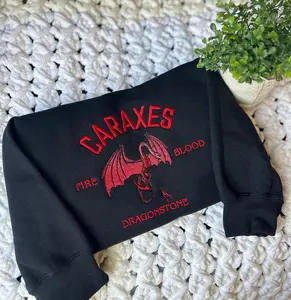 Dragon Caraxes Embroidered Sweatshirt and Hoodie, Dragon Embroidered Sweatshirt, Gift For Fan