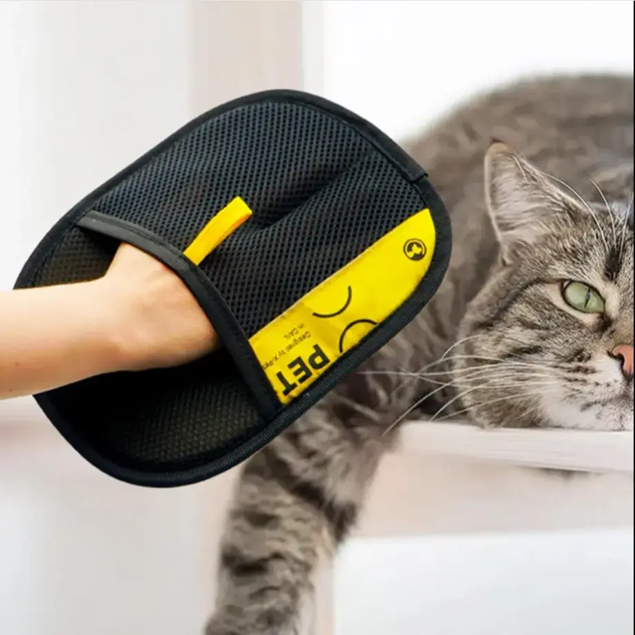 Pet Hair Removal Gloves (2-PCS), Anti-Static Grooming Mitts for Dogs & Cats, Animal Hair Removal Mitts & Rollers Alternative Pet Grooming Supply