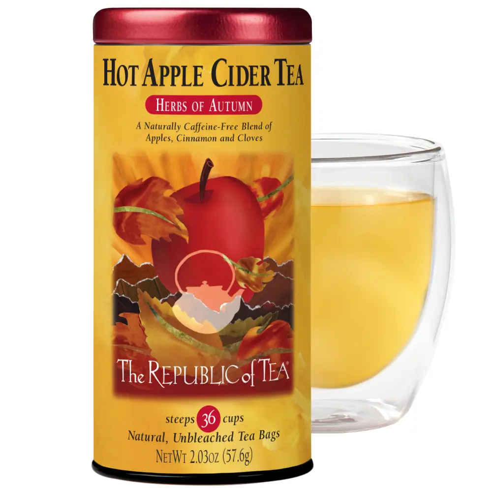 The Republic of Tea - Hot Apple Cider Tea, 36 Tea Bags, Tin | Harvest Herbal Blend | Caffeine-free