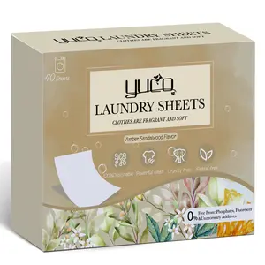 YUCO Laundry Sheets Detergent 80 Loads, Plastic Free Sheet No Plastic Jug Concentrated Eco Sheets Laundry Detergent Hypoallergenic, Amber Sandalwood Scent