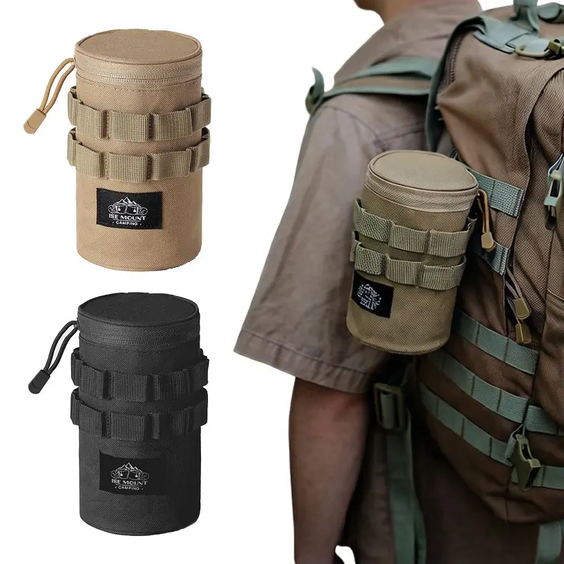 Tactical Water Bottle Holder Molle Cup Pouch, Oxford Fabric, Unlined, Plain Surface, Sports Bag Accessory, Ideal for Camping, Hiking & Travel