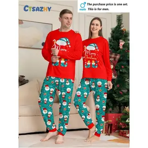 Men's/Women's Christmas Long Sleeves and Pants Homewear Pajama Set, Santa Snowman & Snowflake Print Combination Design, Hooded Collar Suitable for Men and Women, Family Christmas Sweater, Men's Winter Pajamas, Men's Winter Pajamas