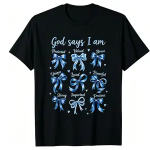 Bow Positive Affirmation T-Shirt — “God Says I Am” Inspirational Tee