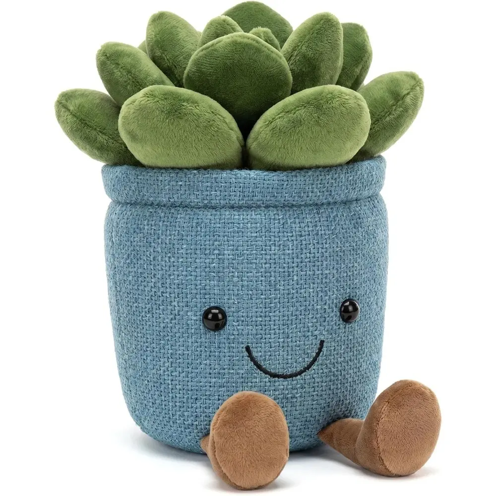 Blue Succulent Pillow Plant Stuffed Animal, Cute Plush Plant Ornament with Cotton and PP Cotton Fill, Soft Plant Plushies for Home Decor and Gifts