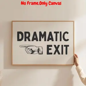 Dramatic Exit Letter Pattern Canvas Painting, Unframed Art Print, Creative Wall Art Painting, Wall Art Decor for Home Living Room Bedroom Office, Ornaments