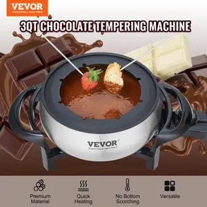 Spring new arrivals Electric Fondue Pot Set for Cheese & Chocolate, 3 Quart Chocolate Melting Warmer, Stainless Steel Fondue Maker with Temperature Control and 8 Forks, for Hors deOeuvres, Entrees, and Desserts