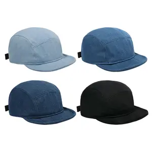 Korean and Japanese Style IG Baseball Cap Short Brim Washed Denim Five-Panel Soft Top Outdoor Unisex Duckbill Cap Retro Solid Color Hat