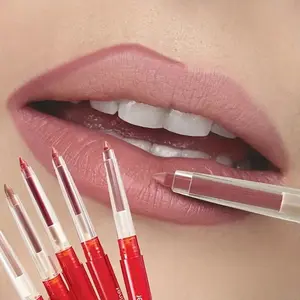 2 in 1 Lip Liner Balm, waterproof long-lasting matte lipstick pencil, nude pink purple lip liner makeup pencil stick lip gloss line cosmetics, daily makeup essential for all girls, perfect gift