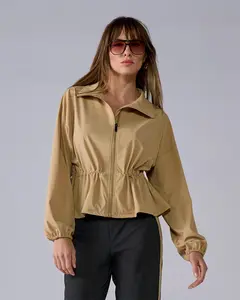 Drawstring Windbreaker Jacket Sesame