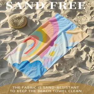 1PC colorful and soft beach towel, lightweight, fast drying, absorbent polyester fiber suitable for summer beach vacations, outdoor leisure activities, picnic mats
