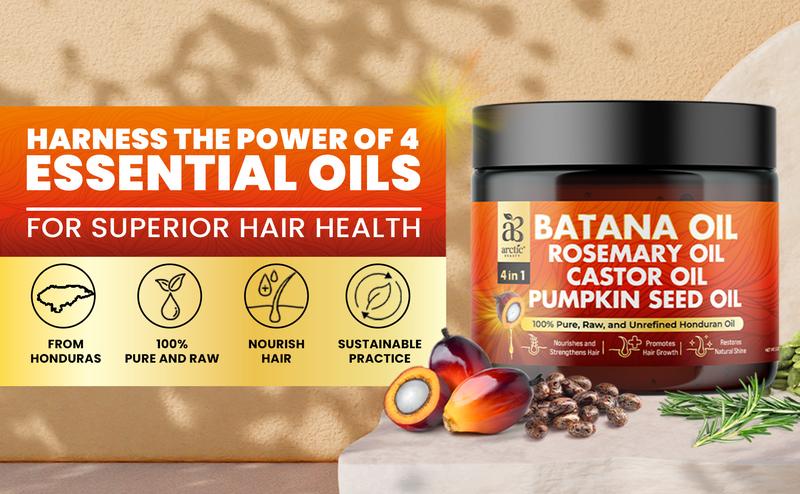 4-in-1 Batana Oil (Scalp & Hair Oil) - Arctic Beauty Hair Growth Support with Rosemary Oil, Castor Oil, & Pumpkin Seed Oil - (5 oz) 4-in-1 Batana Oil (Scalp & Hair Oil) - Arctic Beauty Hair Growth Support with Rosemary Oil, Castor Oil, & Pumpkin Seed Oil - (5 oz)