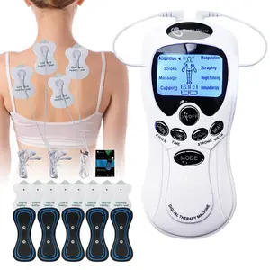 8 Modes Body Neck Digital TENS EMS Unit 2-Channel Tens Electrostimulator Rechargeable Muscle Stimulator Massager with 15 Intensity Levels for Pain Relief Acupuncture Slimming Physiotherapy Massage Machine Health Care
