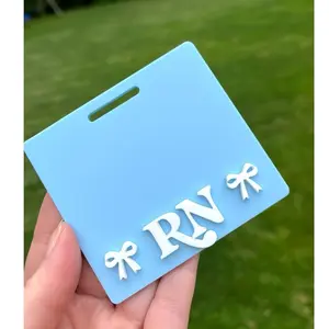RN Bow acrylic badge buddy with cute 3D lettering for a custom look