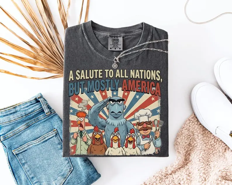 A Salute To All Nations But Mostly America Shirt, Sam the Eagle, Muppet Vision 3D, Patriotic World Tee, 4th Of July, Epcot Shirt