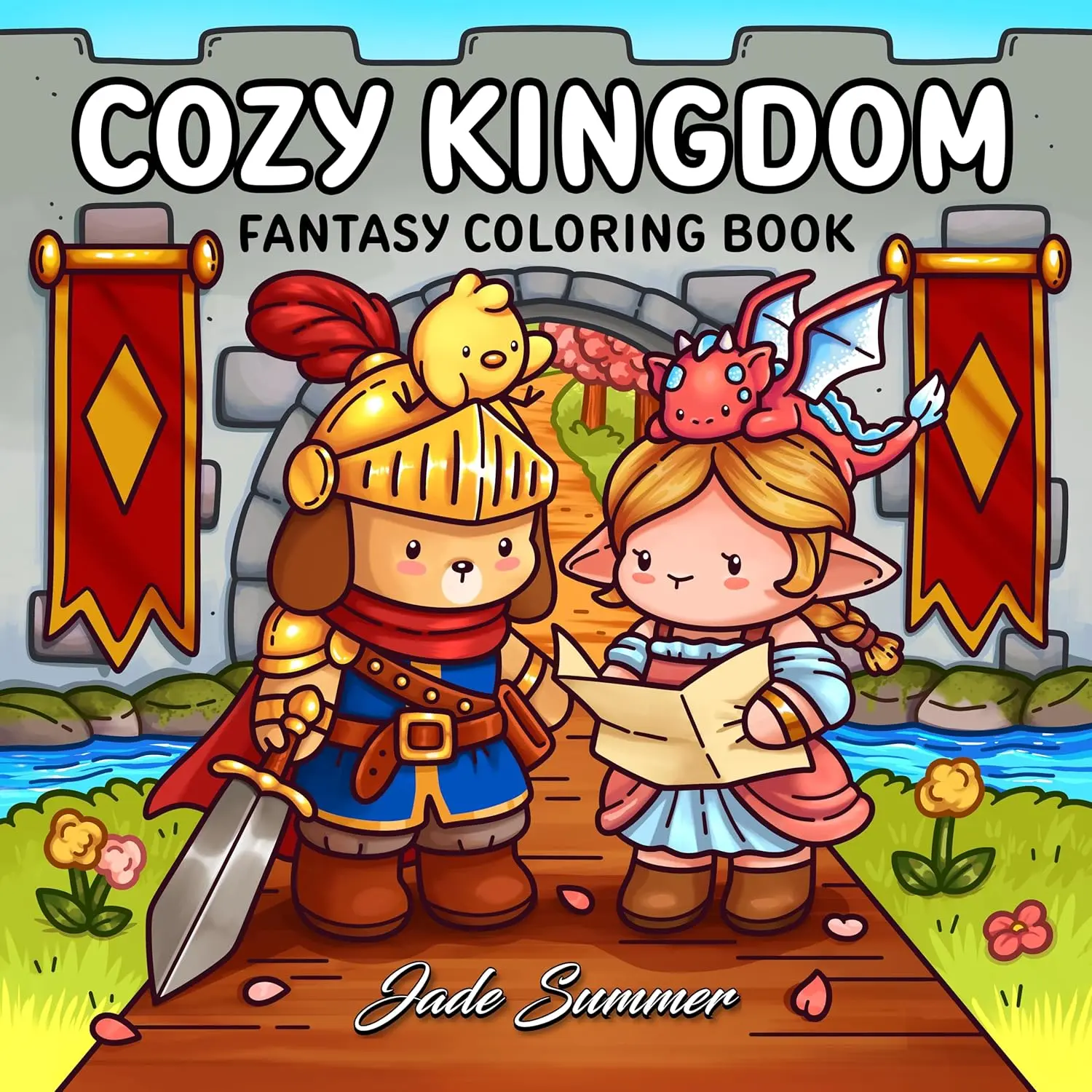 Cozy Kingdom: Cute Fantasy Coloring Book for Adults – Friendship Day Gift for Besties, Knights, Dragons, Unicorns & Fairies