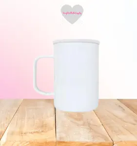 Macaron Sublimation Glass Cups with Handle 17oz | Sublimation Cups 5 Colors Available