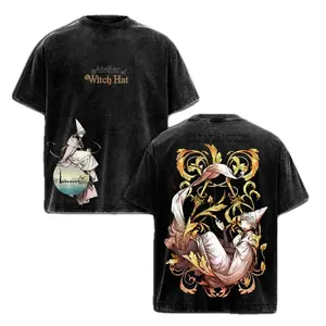 Limited Vintage Qifrey - Witch Hat Atelier Washed Oversized Graphic Tee - Unisex T-Shirt, WHA Double Printed T-Shirt, Heavyweight Cotton Unisex Streetwear Top, Gym Pump Cover, Summer Outfits, Gift for Anime Fans