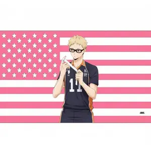 Art Tapestry Flair Hub Tsukishima Kei # 11 Block Flag. Cool Pink US Banner, The Strategic Middle Blocker: Tsukki Pink USA Wall Flag. Bedrooms bedroom decor