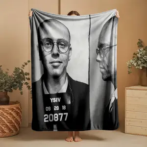 1 piece Eminem "YSIV" Album Cover Design themed flannel blanket - Oversized fluffy flannel sofa blanket, suitable for beds and sofas, modern design, all-season use, digitally printed pattern, 100% polyester material, machine washable, suitable for