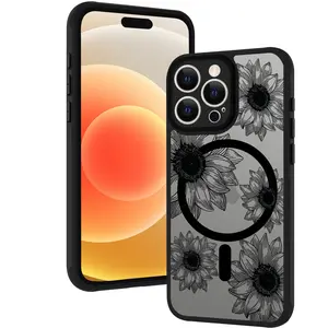 HAND&CRAFT1 Floral Design Magnetic Case for iPhone - Soft Shockproof Protection Slim Fit Ideal for Girls Women Camera Safe Cellphone Case esme phone - Cover Flower Casing wildflower Smartphone Protective Screen Protector