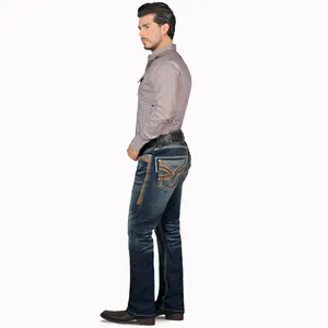 LAMASINI Cowboy Heavy Denim Jeans LM12101 Dark Blue color for Men