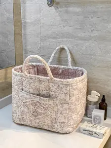 Car Interior Storage Basket, Clothes Basket, Clothing Book Work Supplies Home Organizer Bag, Space Saving Multi-Purpose Car Accessory, Geometric, Minimalist