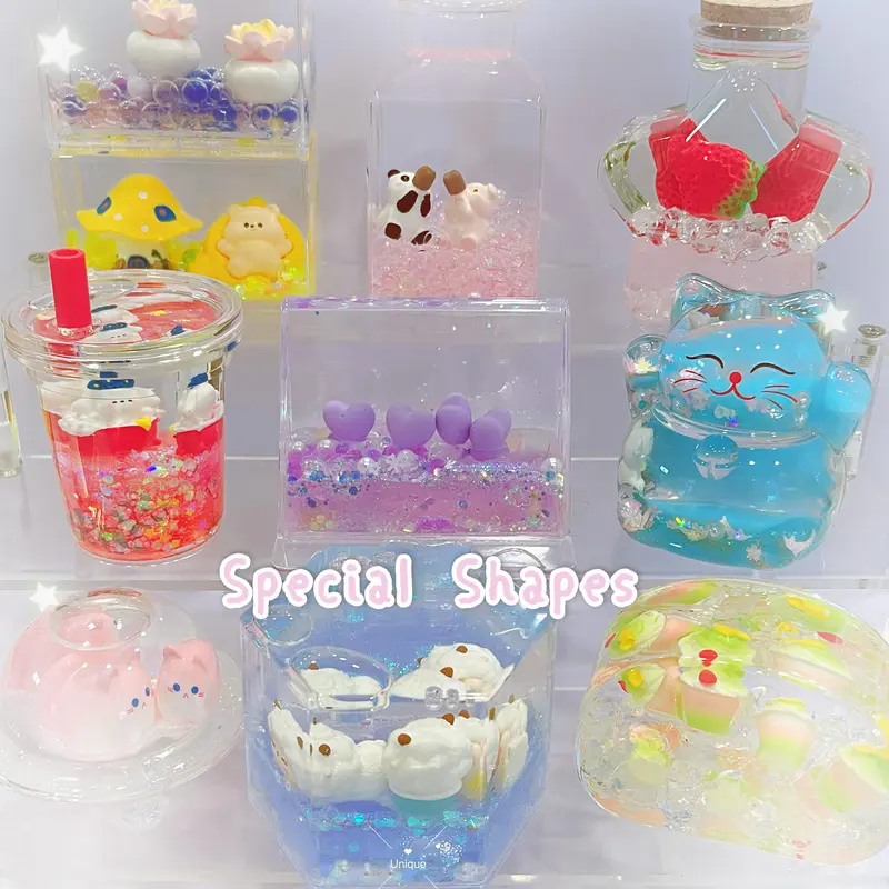 Live Stream Pick - Special Shapes Kawaii Liquid Bottles Liquid Shakers with Mini Figures Cute Decor for Home & Office Unique Collectible Gift Idea Acrylic Desktop Decoration  Collectible Room Decor Ornaments