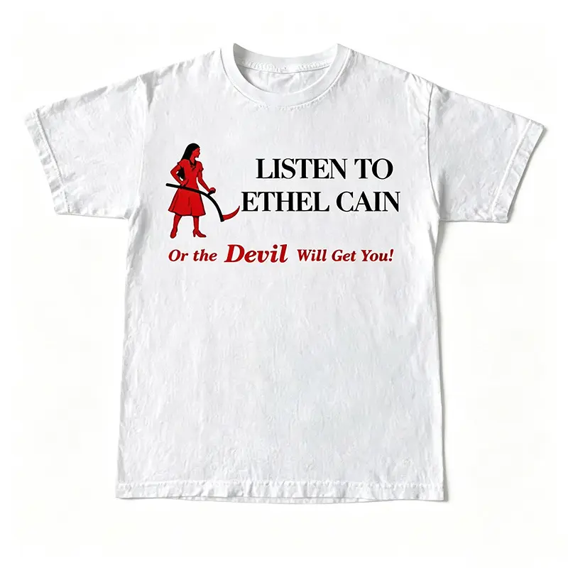 Unisex Ethel Cain Graphic T-shirt, Casual Round Neck Shortsleeve Top, Stylish 'Listen or Devil Will Get You' Indie Music Fan Merch, Tshirt