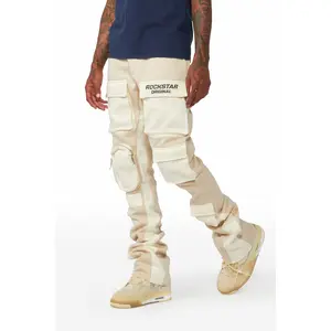 Noriko Beige/Ivory Stacked Flare Track Pant