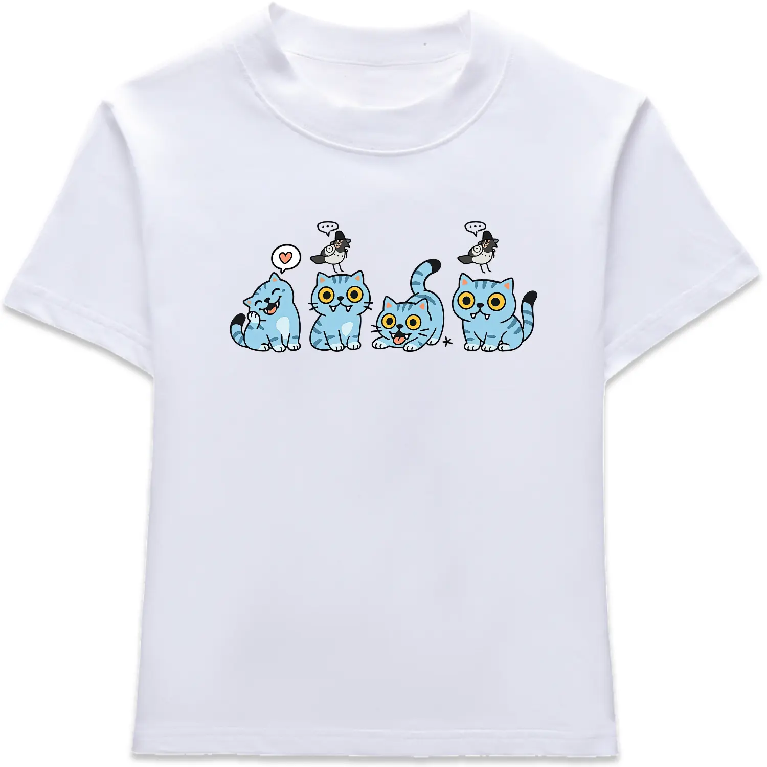 Derpy the Tiger And Bird Demon Hunter Graphic Tee, Demon Hunter Blue Tiger Youth T-shirt Unisex Crewneck Made Using 100% Cotton, Design & Printed In The USA