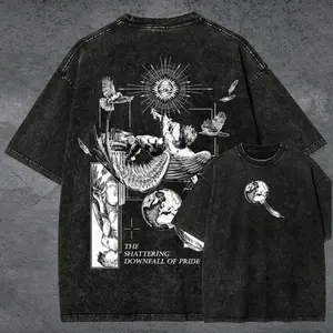 Greek Icarus T-Shirt, Unisex Washed Graphic Tee, Mythology Inspired Earth Print, Vintage Style Casual Wear